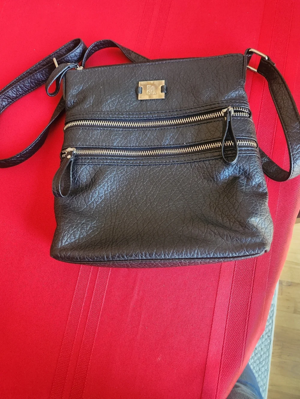 Style And Company Classic Black  Crossbody Bag with Dual Zip Pockets